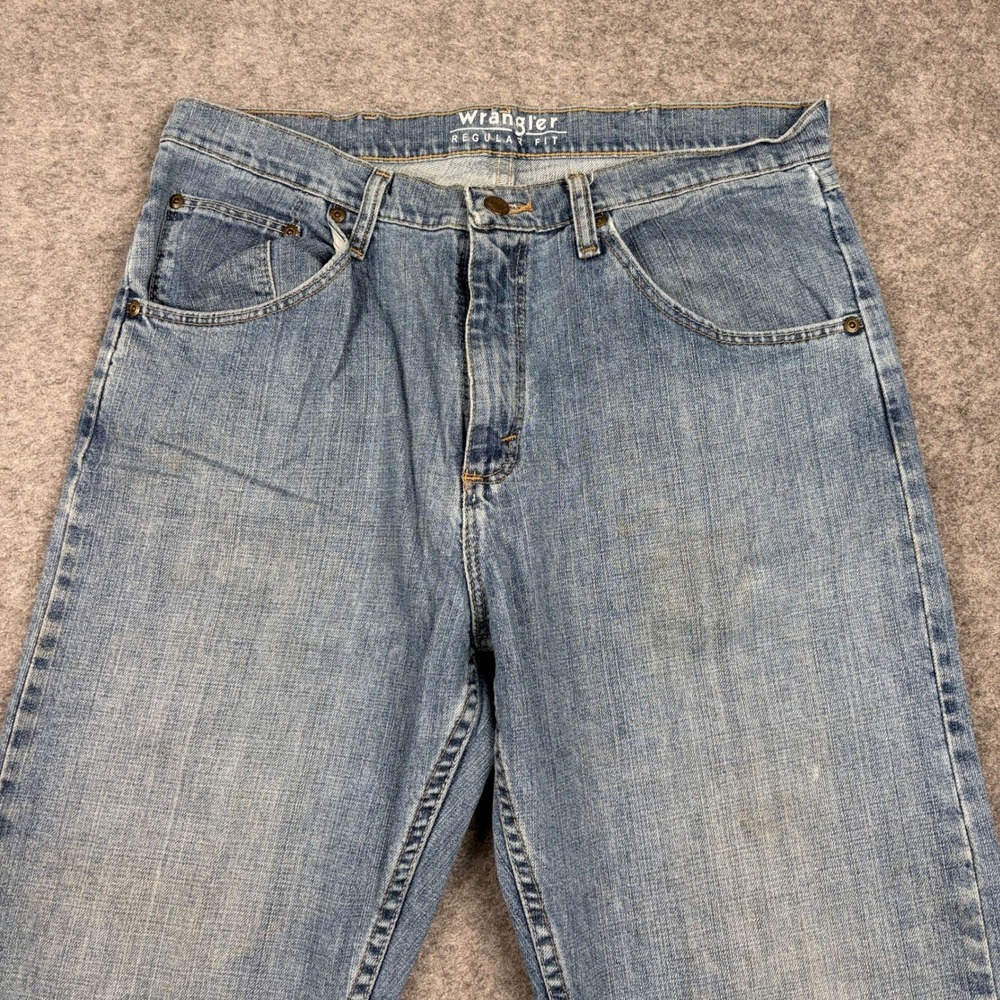Wrangler Jeans Mens 36x30 Regular Fit Blue Denim Workwear Western Cowboy Outdoor